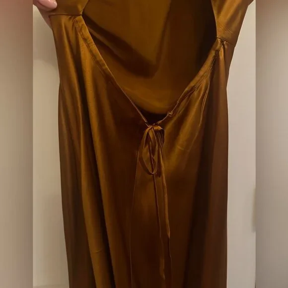 NEW Reformation Anaiis Silk Maxi Long Dress in Copper Brown | size 2 - Picture 11 of 11